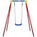 Produktbild: KETTLER Einzelschaukel Single Outdoor | Stabiles Schaukelgestell inklusive Schaukelsitz und Bodenanker | Metallgerüst | 50kg belastbar | Kinder ab 3 Jahren (Rot)