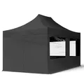 Produktbild: TOOLPORT 3x4,5m Faltpavillon Pavillon Partyzelt Gazebo Stahl 30mm, 4 Seitenteile, Panoramafenster, schwarz