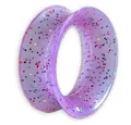 Produktbild: viva-adorno Plug 1 Stück Tube Flesh Tunnel Silikon Ohr Piercing flexibel, Glitter Glitzer Opal schimmernd Farbspritzer Größe 8 bis 16mm