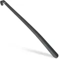 Produktbild: Schuhlöffel Metall, komfortabel, stabil, 60 cm lang, großer Schuhanzieher, zum Aufhängen, mit Griff, schwarz - Relaxdays