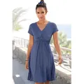 Produktbild: Jerseykleid VIVANCE, Damen, Gr. 38, N-Gr, blau (blau, marine, gemustert), Jersey, Obermaterial: 95% Viskose, 5% Elasthan, gemustert, figurumspielend ca. Mitte Oberschenkel, V-Ausschnitt, Kleider Jerseykleid, mit geometrischem Print, figurschmeichelndes T-Shirtkleid, Sommerkleid
