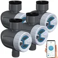 Produktbild: Royal Gardineer Magnetventil Bluetooth: 4er-Set smarte programmierbare Bewässerungscomputer mit BT & App (Gartenbewässerung Bluetooth, Bewässerungsautomat, Gartenschlauch)