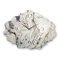 Produktbild: Kreative Feder Designer-Wanduhr aus Stein (Keramik) mit flüsterleisem Uhrwerk (Marmor Optik weiß III, leises Funkuhrwerk)