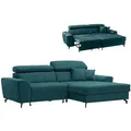 Produktbild: Ecksofa - petrol - Samt - mit Liegefunktion - Recamiere rechts