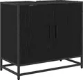 Produktbild: vidaXL Waschbeckenschrank mit Tür Schwarz Eichen-Optik 65 x 33 x 60 cm