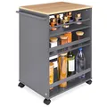 Produktbild: bomoe Nischenwagen Servierwagen auf Rollen mit 3 verstellbaren Ebenen & FSC® Holz Küchenwagen mit Arbeitsplatte – freistehender Universal Rollwagen Küche Bad Büro 50x38x79 cm Eiche & Anthrazit Bengt