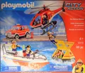 Produktbild: Playmobil 9319 Feuerrettungsmission Heli Boot Rettungsinsel Auto 5 Figuren NEU