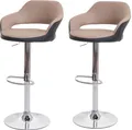 Produktbild: 2er-Set Barhocker MCW-F16, Barstuhl Tresenhocker Drehhocker, mit Lehne Kunstleder taupe-schwarz
