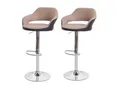 Produktbild: 2er-Set Barhocker MCW-F16, Barstuhl Tresenhocker Drehhocker, mit Lehne Kunstleder ~ taupe-schwarz