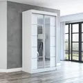 Produktbild: A&J MöbelLand Schwebetürenschrank ERA Kleiderschrank 2-türig mit Spiegel, Garderobe 120 cm (Weiß/Weiß/Weiß)
