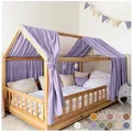 Produktbild: lilimaus Betthimmel Hausbetthimmel Baumwoll Musselin Betthimmel Kinder Hausbett 2er Set, Stilvolle Musselin-Deko für Kinderzimmer, ideal als Geschenkidee lila 135 cm x 270 cm