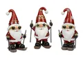 Produktbild: 3er Set Dekofiguren Weihnachtsmänner auf Ski H. 19cm weiß rot Formano W25