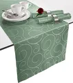 Produktbild: Erwin Müller Tischläufer, Tischdecke Oberhausen, Jacquard Ranken Salbei Größe 40x130 cm - pflegeleicht, bügelleicht, mit Kuvertsaum