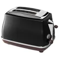 Produktbild: De'Longhi Toaster Icona Vintage CTOV2103.BK - 2-Schlitz-Toaster mit Brötchenaufsatz, Edelstahl in elegantem Retro Look mit Chrom-Details, schwarz
