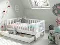 Produktbild: Juniorbett mit Umrandung+Bettschublade- 70 x 140 Kinderbett Gitter-Weiß