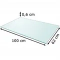 Produktbild: vidaXL Tischplatte 243633, aus Glas, rechteckig, 100 x 62cm, transparent