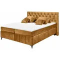 Produktbild: ed exciting design Boxspringbett, Gold, Textil, Uni, H2, 7-Zonen, Höhe ca. 16 cm, Rechteckig, 180x200 cm, Schlafzimmer, Betten, Boxspringbetten