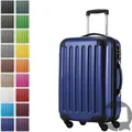 Produktbild: Alex - Handgepäck-Koffer mit Erweiterung Kabinentrolley 4 Rollen, Bordgepäck für jede Airline, Reisetrolley Größe S Hartschale glänzend, 55 cm, 42 Liter,Dunkelblau