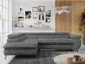 Produktbild: Ecksofa Sofa Grau, Wohnlandschaft L-Form mit Schlaffunktion und Bettkasten, Schlafsofa mit Bettkasten, Sofa mit Einstellbare Kopfstützen, Peter L - Dunkelgrau Cord - Links Grau