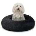 Produktbild: lionto Hundebett aus Plüsch in Donut-Form, 50 cm Durchmesser, dunkelgrau