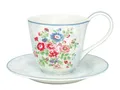 Produktbild: Greengate Tasse Ailis Tasse mit Untertasse white 270 ml, Steinzeug