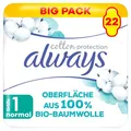 Produktbild: Always Ultra Binden Damen Gr. 1, Normal (22 Damenbinden mit Flügeln) Big Pack, Organic Cotton Protection, sicherer Schutz und Oberfläche 100% Bio-Baumwolle