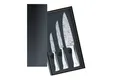 Produktbild: WMF Messer-Set Damasteel (1x Damast- Allzweckmesser (Gesamtlänge 23 cm, Klinge 11 cm), 1x Damast- Fleischmesser (Gesamtlänge 29,5 cm, Klinge 17 cm), 1x Damast- Kochmesser (Gesamtlänge 33,5 cm, Klinge 20 cm), 3-tlg., Allzweckmesser, Fleischmesser, Kochmesser), Damasteel
