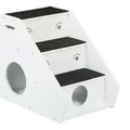 Produktbild: Relaxdays - Hundetreppe 3 Stufen, Hunde & Katzen, hbt 52,5x42x60 cm, Haustiertreppe Teppich, Bett & Couch, weiß/schwarz