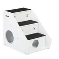 Produktbild: Relaxdays - Hundetreppe 3 Stufen, Hunde & Katzen, Hbt 52,5x42x60 Cm, Haustiertreppe Teppich, Bett & Couch, Weiß/schwarz