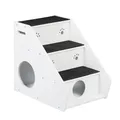 Produktbild: Relaxdays Hundetreppe 3 Stufen, Hunde & Katzen, HBT 52,5x42x60 cm, Haustiertreppe Teppich, Bett & Couch, weiß/schwarz