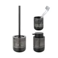 Produktbild: Schöner Wohnen Kollektion Bad-Accessoire Set Mod. RIOLO 3-TLG aus hochwertiger Keramik mit Effektglasur in Dunkelgrau inkl. WC-Garnitur und Seifenspender Maße 38,5 x 11,5 cm