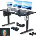 Produktbild: KESSER® Schreibtisch elektrisch & höhenverstellbar Computertisch Ergonomisch Stehen & Sitzen 3-Memory 360° Rollen USB-Ladeanschluss 140x70cm Schwarz