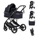 Produktbild: Chipolino Kinderwagen 2 in 1 Amore Getränkehalter Wickeltasche Fußabdeckung Korb, Farbe:schwarz gemustert
