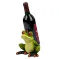 Produktbild: Flaschenhalter Frosch H. 15cm grün handbemalt Kunststein Formano