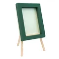 Produktbild: Nass Steckschaum Rahmen 35x44x6cm für A4 Foto mit Holzständer H.60cm - für Profi Floristen & Hobby Bastler - Frischblumen Steckschwamm - Blumen Steckmasse - Floristik Zubehör & Floristikbedarf - Grün
