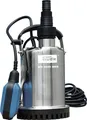 Produktbild: Flachsaugerpumpe 400W Edelstahl 9000l/h 6,5m 15mm INOX Tauchpumpe Blau