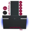 Produktbild: PKM Dunstabzugshaube 60cm Schwarz Glasschirm LED Hintergrundbeleuchtung Umluft