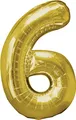 Produktbild: Amscan 23/58 x 35/88 cm Nr. 6 super Shape Folienballon, Gold