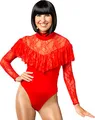 Produktbild: Orlob Body Tanzanzug Gymnastikanzug Bodysuit Spitzenbody Volant (Rot, L/XL)