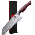 Produktbild: Profi Santoku küchenmesser 18cm - Japanischer Hochcarbonstahl 10Cr15Mov mit 1...