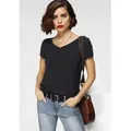 Produktbild: T-Shirt TAMARIS, Damen, Gr. 48, schwarz, Jersey, Obermaterial: 95% Viskose, 5% Elasthan, Basic, lässig geschnitten hüftbedeckend, V-Ausschnitt, Shirts T-Shirt, lässige Passform, mit V-Ausschnitt, unifarben, hüftbedeckende Länge, Topseller