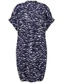 Produktbild: Taifun Damen Tunikakleid aus Baumwoll-Mix Kurzarm, überschnittene Schultern Gemustert knieumspielend, kurz New Navy Gemustert 44