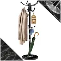 Produktbild: Casaria Kleiderständer, Marmorsockel Metall 14 Haken 360° Drehbar Stabil Modern 37x37x175cm schwarz