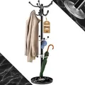 Produktbild: Casaria® Kleiderständer Marmorsockel Metall 14 Haken 360° Drehbar Stabil 37x37x175 cm Flur Büro Garderobenständer Kleiderstange Jackenständer Schwarz