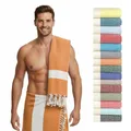 Produktbild: Saunahandtuch Damen Herren 100x200 cm (Baumwolle), Saunatuch XXL, Hamamtuch groß 100 x 200 - lang, platzsparend, leicht - Sauna Hamam Strand Tuch Zubehör, Saunakilt Handtuch Strandtuch, Geschenk