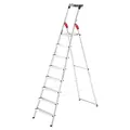 Produktbild: Hailo L60 StandardLine Alu-Sicherheits-Stehleiter - Leiter 8 Stufen belastbar bis 150 kg - stabile Holmführung - Stehleiter mit Ablage - klappbare Aluleiter Made in Germany - Leiter rostfrei - Silber