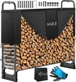 Produktbild: KESSER® Kaminholzregal Metall Brennholzregal außen Stahlrahmen + Abdeckung & Handschuhe Kaminholzunterstand 200kg Wasserdichter Holzlager Holzstapelhilfe für Garten Terrasse