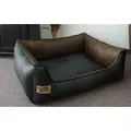 Produktbild: Hundebettenmanufaktur Hundekorb Hundesofa Schlafplatz Kunstleder Similpelle von XS bis XXL braun|schwarz 100 cm x 130 cm