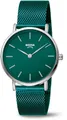 Produktbild: Boccia Armbanduhr für Damen in der Farbe Grün mit Armband aus Edelstahl, Wasserdichtigkeit: 3 bar, Gehäusedurchmesser: 32 mm, 3281-10