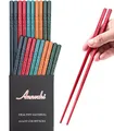 Produktbild: Annvchi EssStäbchen set, 10 Paar Japanische Sushi Stäbchen, Spülmaschinenfest, Wiederverwendbar, Bunt Rutschfeste Chopsticks mit Geschenkset…
